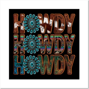 Howdy Turquoise cowhide Posters and Art